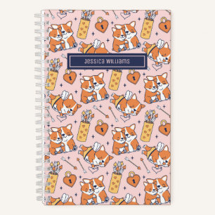 Carnet Cute Corgi Chien Motif Cupid Bow et Flèche Coeur