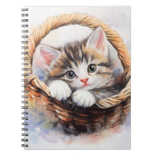 CARNET CUTE CUISINE COULEUR D'EAU ASSIS DANS UN PANIER