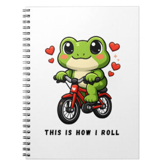 Carnet Cute Cycling Frog | Kawaii Frog Bicycle Art