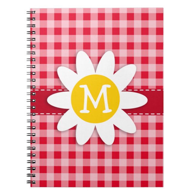 Carnet Cute Daisy sur Retro Scarlet Red En vichy Motif (Devant)