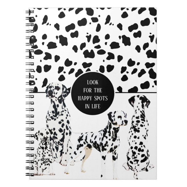 Carnet Cute Dalmatiens Noir & Blanc Zones Joyeuses (Devant)