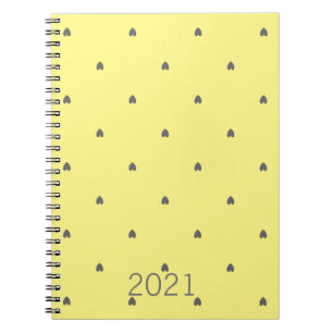 Carnet Cute Doodle Heart Motif Grey Yellow Custom 2021
