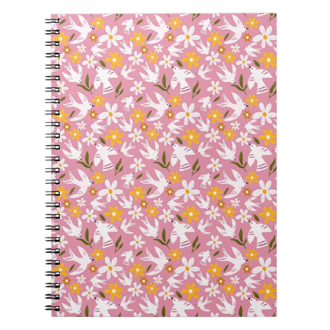Carnet Cute Floral Bird Seamless Pattern (Devant)