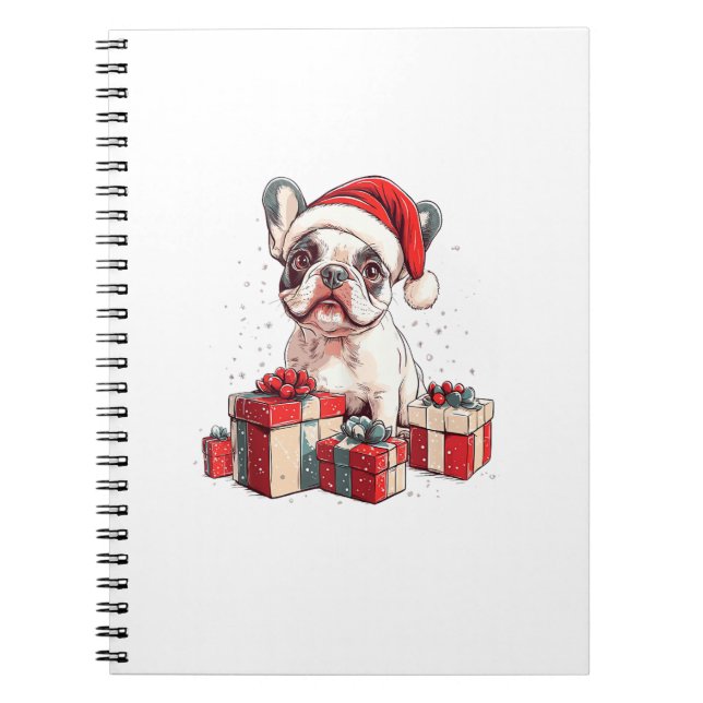 Carnet Cute Frenchie Santa Hat Funny Noël French Bul (Devant)
