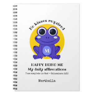Carnet Cute Frog HEUREUX D'ÊTRE MOI Personnalisé Christia