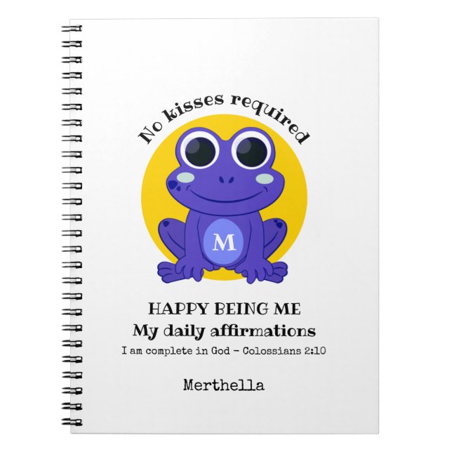 Carnet Cute Frog HEUREUX D'ÊTRE MOI Personnalisé Christia (Devant)