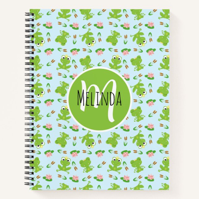 Carnet Cute Frogs Motif sur Bright Blue (Devant)