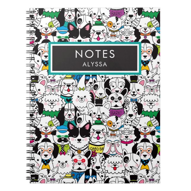 Carnet Cute Funny Personalized Chien se reproduit coloré (Devant)
