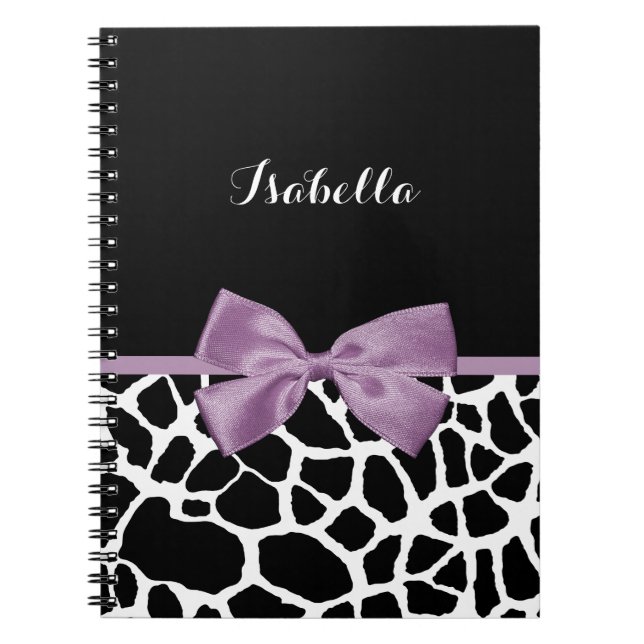 Carnet Cute Giraffe Imprimer Lavande Purple Bow Nom (Devant)