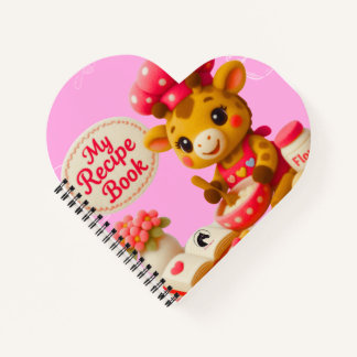 Carnet Cute Giraffe My Recipe Book Kawaii Pink Notebook