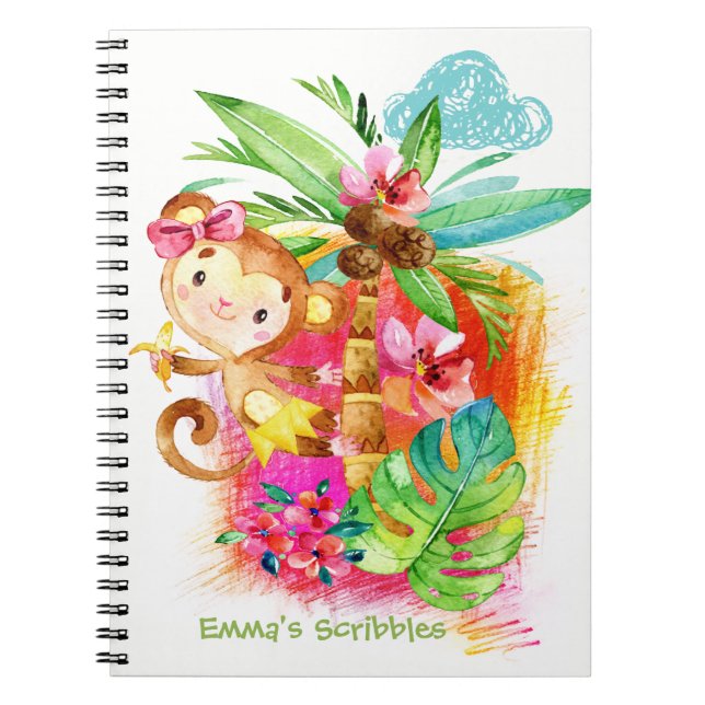 Carnet Cute Girl Monkey Climbing Tree (Devant)