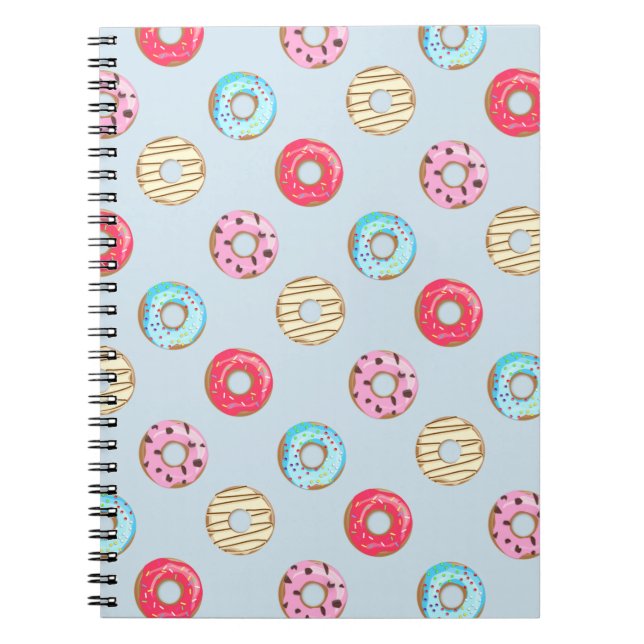 Carnet Cute Glazed Donut Pattern Light Blue (Devant)