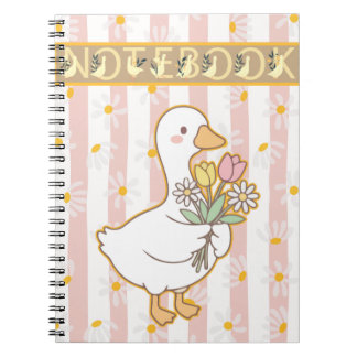 Carnet Cute Goose Floral Pink Spiral Notebook