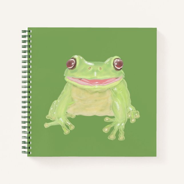 Carnet Cute Green Tree Frog - transparent.  (Devant)