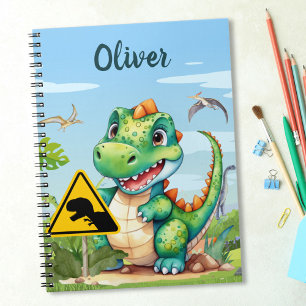 Carnet Cute Green Trex Dinosaur Personnalisé