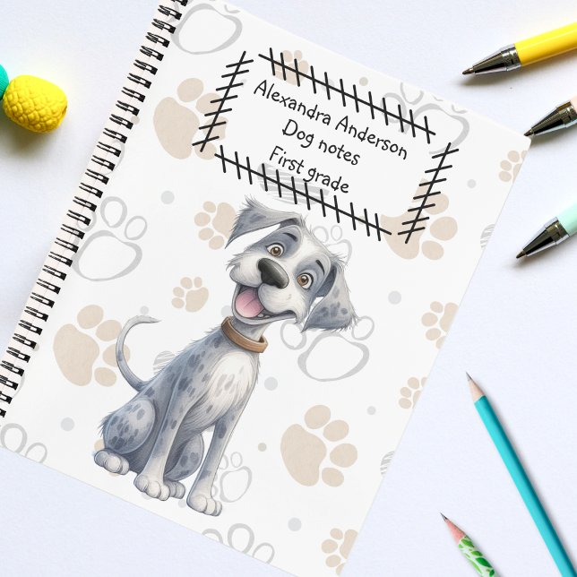 Carnet Cute Grey Storybook Puppy on Paws Motif (Créateur téléchargé)