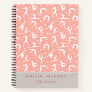 Carnet Cute Gymnaste Rose Nom personnalisé Moderne