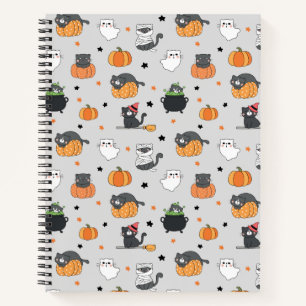 Carnet Cute Halloween Chats et Fantômes Motif