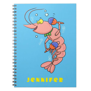 Carnet Cute happy shrimp, dessin animé de crevettes