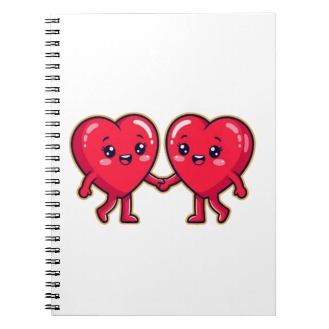 Carnet Cute Heart Characters Holding Hands (Devant)