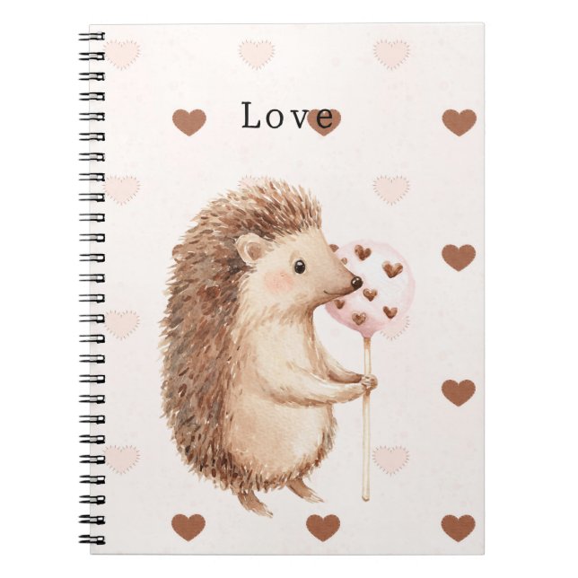 Carnet Cute Hedgehog Hearts Love (Devant)