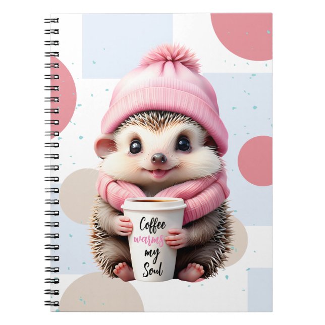 Carnet Cute Hérisson en Casquette rose et l'Écharpe aime  (Devant)