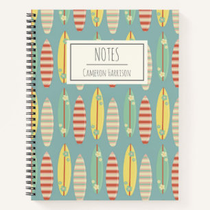 Carnet Cute Hippie Hawaii Surf Surf Surfboard Motif Blue