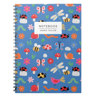 Carnet Cute Insects & Nature Pattern in Blue
