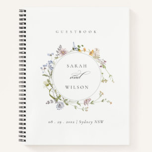 Carnet Cute Jaune Rustique Pré Floral Mariage de la couro