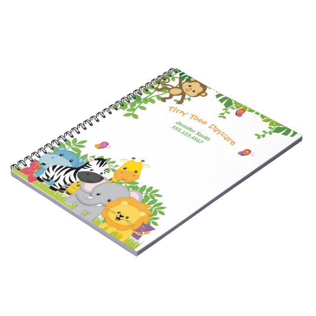 Carnet Cute Jungle Animaux Enfants Garderie Affaires (Côté gauche)
