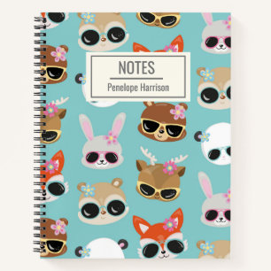 Carnet Cute Kawaii Animaux Lunettes de soleil Bleu Person