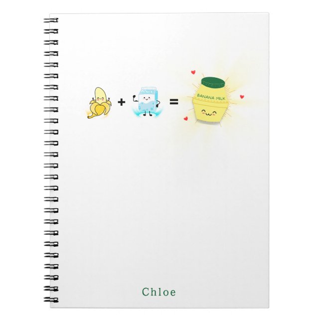 Carnet Cute Kawaii Banana Milk Personnalisé (Devant)