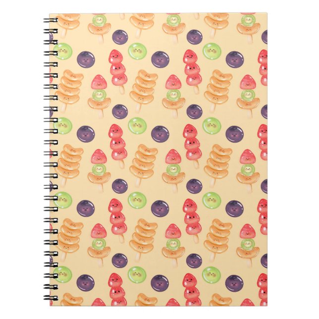 Carnet Cute Kawaii Hand-drawn Tanghulu Seamless Pattern (Devant)