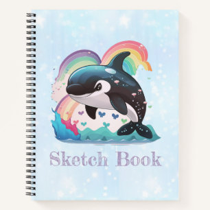 Carnet Cute Kawaii Orca Killer Whale Rainbows Papillons