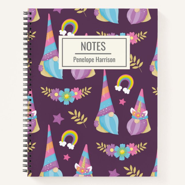 Carnet Cute Kawaii Rainbow Gnomes Motif personnalisé (Devant)