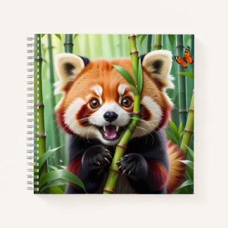 Carnet Cute Kawaii style Panda rouge avec un grand sourir