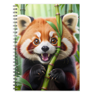 Carnet Cute Kawaii style Panda rouge avec un grand sourir