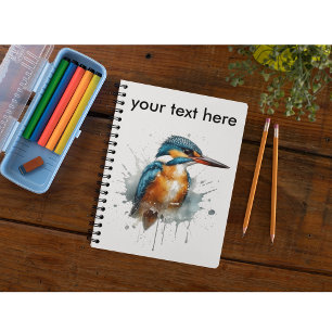 Carnet Cute Kingfisher en aquarelle, personnalisable