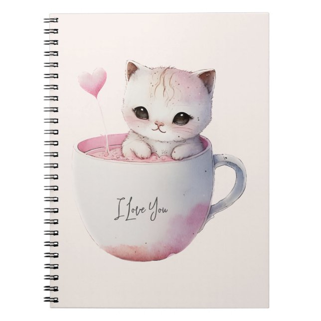 Carnet Cute Kitten avec Coeur de Balloon (Devant)