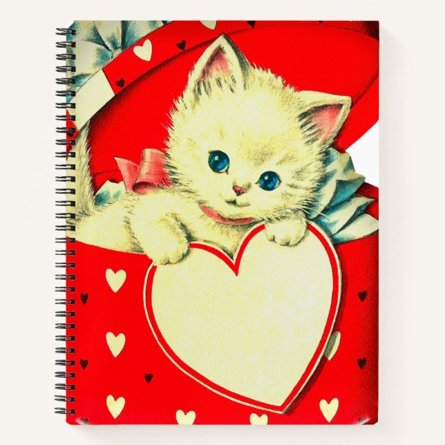 Carnet Cute Kitten Coeur Vintage Chat Retro Kitty (Devant)