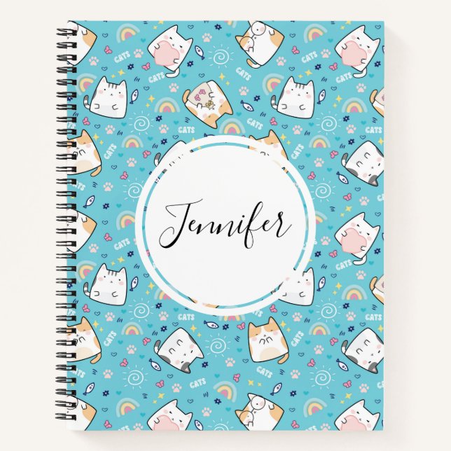 Carnet Cute Kitty Chat Motif Whimsical (Devant)