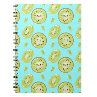 Carnet Cute Kiwi Fruit Bleu Motif frais d'été Kawaii