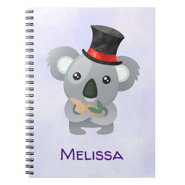 Carnet Cute Koala dans un top noir Hat Custom (Devant)