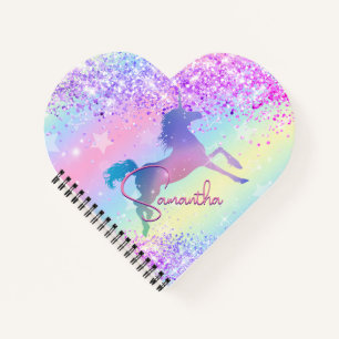 Carnet Cute licorne rose Parties scintillant arc-en-ciel 