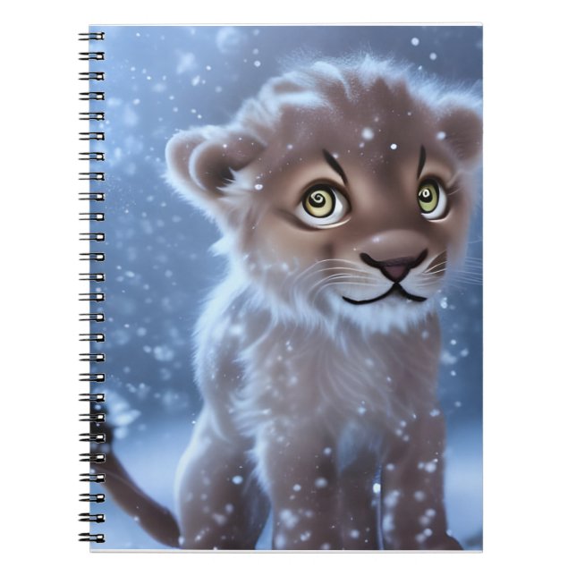 Carnet Cute Lion Cub dans la neige (Devant)