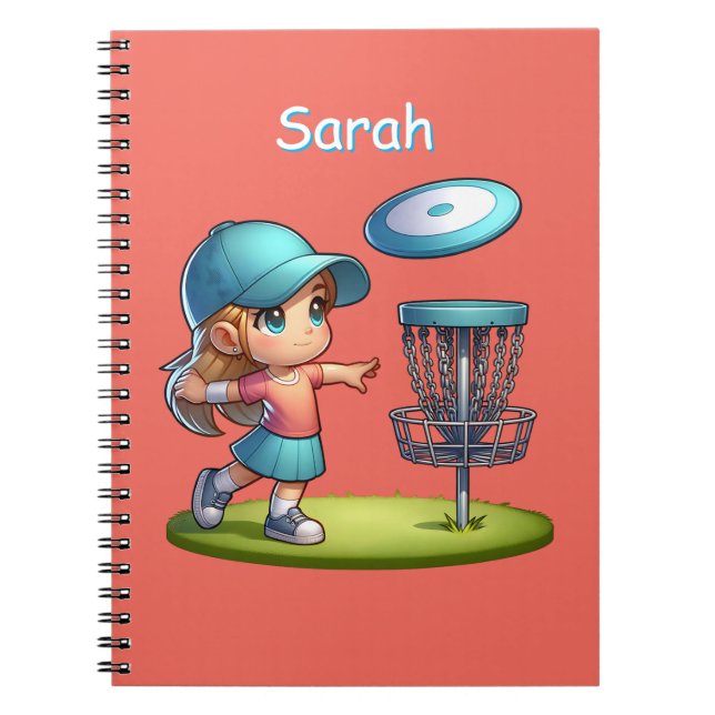 Carnet Cute Little Girl Jouer Disque Golf Personnalisé (Devant)