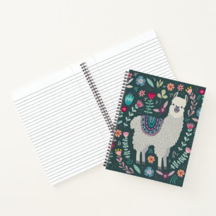 Carnet Cute Llama Design Floral