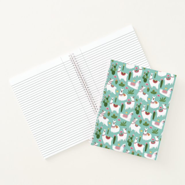 Carnet Cute Llamas Sur Motif Turquoise (Intérieur)