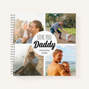 Carnet Cute Love You 'Papa' Collage Photo personnalisée