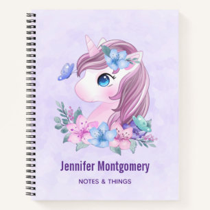 Carnet Cute & Magique Baby Unicorne avec gros yeux